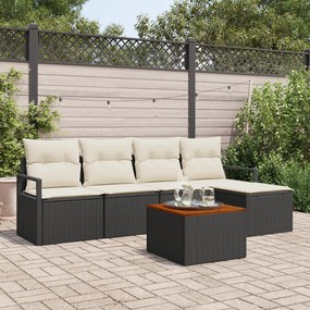 vidaXL Σετ Καναπέ Κήπου 6 pcs Μαύρος, λευκός Μεγάλο Ρατάν