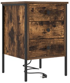 vidaXL Κομοδίνο Καπνιστή δρυς 42 x 41 x 61 εκ Επεξεργασμένο ξύλο