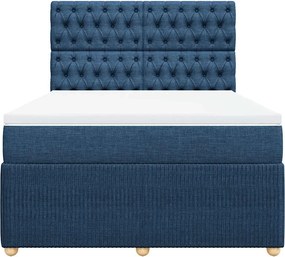 vidaXL Κρεβάτι Boxspring με Στρώμα Μπλε 140x200 εκ. Υφασμάτινο