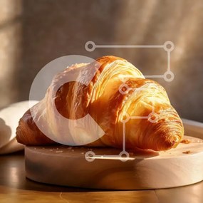 Σετ των 2 Intra Συλλεκτικό Ξύλινο Παζλ Plywood 4mm - Φρέσκο κρουασάν σε ξύλινη σανίδα Σε Ξύλινο Κουτί - Διαστάσεις: 10x10 cm – 25 κομμάτια