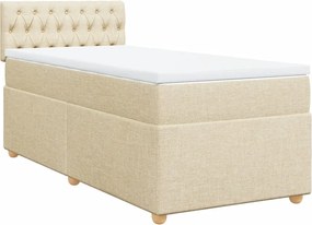 vidaXL Κρεβάτι Boxspring με Στρώμα Κρεμ 100 x 200 εκ. Υφασμάτινο