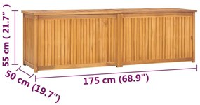 Μπαούλο Κήπου 175 x 50 x 55 εκ. από Μασίφ Ξύλο Teak - Καφέ