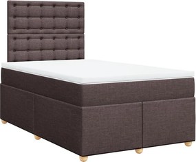 vidaXL Κρεβάτι Boxspring με Στρώμα Σκούρο Καφέ 120x200 εκ. Υφασμάτινο