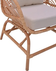 Πολυθρόνα Caxen pakoworld φυσικό rattan-λευκό μαξιλάρι 72x63x75εκ