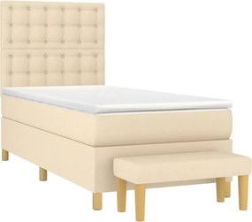 vidaXL Κρεβάτι Boxspring με Στρώμα Κρεμ 80 x 200 εκ. Υφασμάτινο