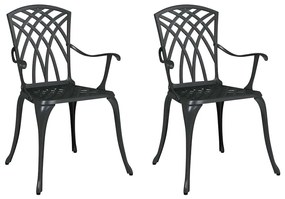 vidaXL Καρέκλα Κήπου 2 pcs Μαύρο 55 x 56.5 x 91εκ Αλουμίνιο