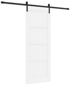 vidaXL Συρόμενη Πόρτα με Σετ Εξαρτημάτων Λευκή 78x202 εκ. Στερεό Ξύλο Πεύκου