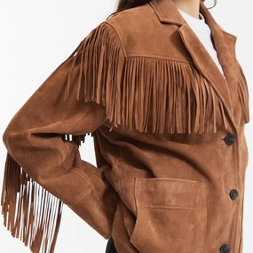 Σακάκι με κρόσσια σε ίσια γραμμή από δέρμα