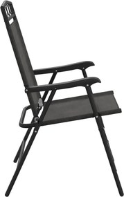 vidaXL Πτυσσόμενες καρέκλες 2 τεμ. Melange Grey Steel και Textilene