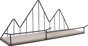 Μεταλλικό Ράφι Τοίχου με Ξύλινη Βάση 36x10x15cm