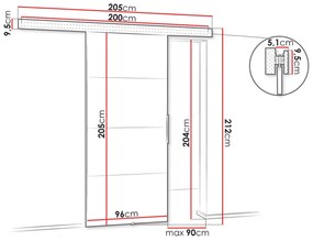 Συρόμενες πόρτες Dover 145, 26 kg, Σκούρα φλαμουριά, Πλαστικοποιημένη μοριοσανίδα, Καφέ, Αλουμίνιο | Epipla1.gr