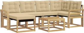 vidaXL Σειρά Καναπέ Εξωτερικού με μαξιλάρι 7 pcs Λευκό και Μπεζ