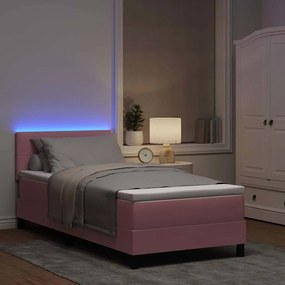 vidaXL Κρεβάτι με ελατήρια με στρώμα Ροζ 100 x 200 cm Βελούδο