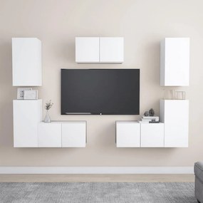 vidaXL Έπιπλα Τηλεόρασης Σετ 7 Τεμαχίων Λευκό από Επεξ. Ξύλο