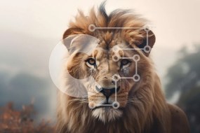 Σετ των 2 Intra Συλλεκτικό Ξύλινο Παζλ Plywood 4mm - Λιοντάρι στο δάσος με έντονο βλέμμα Σε Ξύλινο Κουτί - Διαστάσεις: 10x10 cm – 25 κομμάτια