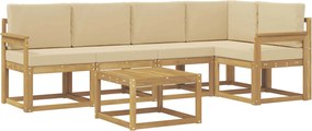vidaXL Σειρά Καναπέ Εξωτερικού με μαξιλάρι 6 pcs Λευκό και Μπεζ
