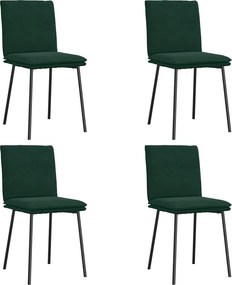 vidaXL Καρέκλες Τραπεζαρίας 4 τεμ. Σκούρο Πράσινο Βελούδινες
