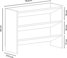 Stewehome Ραφιέρα παπουτσιών με 3 ράφια Πολύχρωμο 58x36x82 cm
