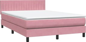 vidaXL Κρεβάτι Boxspring με Στρώμα Ροζ 160x210 εκ. Βελούδινο