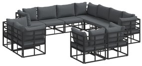vidaXL Σετ Καναπέ Κήπου 11 pcs Μαύρο 283 x 283 x 71 εκ. Αλουμίνιο