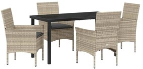 vidaXL Σέτ φαγητού για κήπο με μαξιλάρι 5 pcs Ανοιχτό γκρι Πολυ ράταν