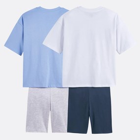 Σετ 2 oversized βαμβακερές πιτζάμες με T-shirt και ποδηλατικό σορτς
