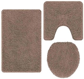 vidaXL Σετ Μάτ Μπάνιου Αντιολισθητικό 3 pcs Καφέ 50 x 50 cm PP
