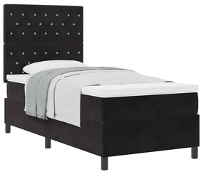vidaXL Κρεβάτι με ελατήρια με στρώμα Μαύρο 90 x 200 cm Βελούδο