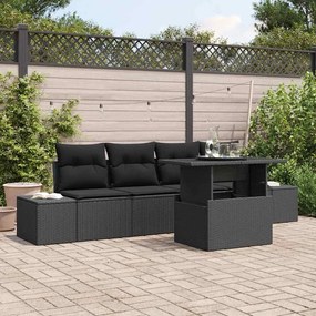 vidaXL Σετ Καναπέ Κήπου με μαξιλάρι 5 pcs Μαύρο 100 x 55 x 73 εκ