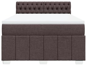 Κρεβάτι Boxspring με Στρώμα Σκούρο Καφέ 160x200 εκ Υφασμάτινο - Καφέ