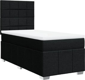 vidaXL Κρεβάτι Boxspring με Στρώμα Μαύρο 100 x 200 εκ. Υφασμάτινο