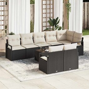 vidaXL Σετ Καναπέ Κήπου 9 pcs Μαύρο Πολυ ράταν