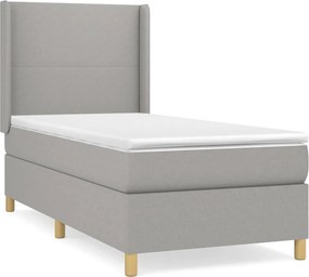 vidaXL Κρεβάτι Boxspring με Στρώμα Ανοιχτό Γκρι 100x200 εκ. Υφασμάτινο