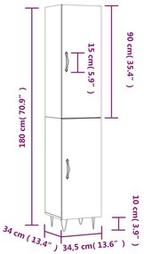 Ντουλάπι Καφέ Δρυς 34,5 x 34 x 180 εκ. από Επεξεργασμένο Ξύλο - Καφέ