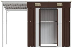 vidaXL Αποθήκη Κήπου Εκτεταμένη Οροφή Καφέ 277x107x181 εκ. Ατσάλι