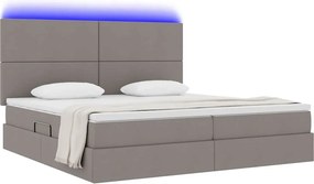 vidaXL LED Κρεβάτι αποθήκευσης με στρώμα Taupe 200 x 200 cm Ύφασμα