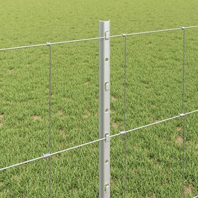vidaXL Εξωτερική άγρια περίφραξη με στήλες 25 x 0,8 m Ασημί Δίχτυ