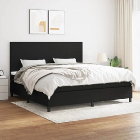 vidaXL Κρεβάτι Boxspring με Στρώμα Μαύρο 200x200 εκ. Υφασμάτινο
