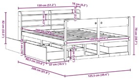 Σκελετός Κρεβ. Χωρίς Στρώμα Καφέ Κεριού 120x190 εκ Μασίφ Πεύκο - Καφέ