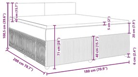 Κρεβάτι Boxspring με Στρώμα Μπλε 180x200 εκ. Βελούδινο - Μπλε