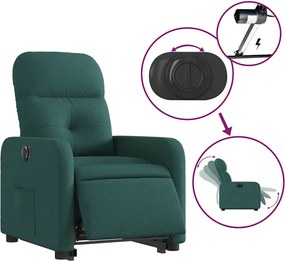 vidaXL Πολυθρόνα Ηλεκ. Ανακλ. Ανύψωση Σκ. Πράσινο Υφασμάτινη