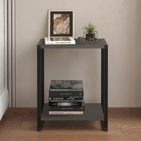 Κομοδίνο Gina Megapap χρώμα ανθρακί - μαύρο 39x30x48εκ.
