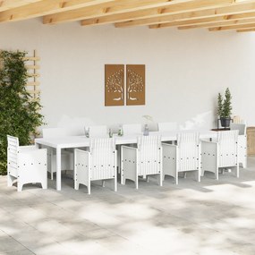 vidaXL Τραπέζι Κήπου Λευκό 350x100x73 εκ. Πολυ Ράττα