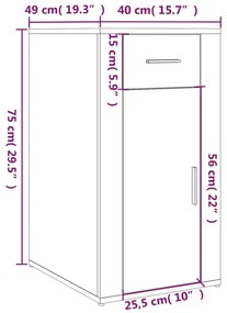 Ντουλάπι Γραφείου Καπνιστή Δρυς 40x49x75 εκ. Επεξεργ. Ξύλο - Καφέ