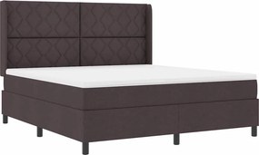vidaXL LED Κρεβάτι με βάθρο Σκούρο Καφέ 180 x 200 cm ύφασμα