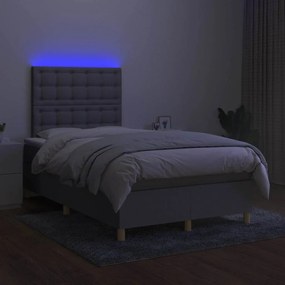vidaXL Κρεβάτι Boxspring με Στρώμα &amp; LED Αν.Γκρι 120x190εκ. Υφασμάτινο