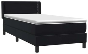 vidaXL Κρεβάτι Boxspring με Στρώμα Μαύρο 90x220 εκ. Βελούδινο