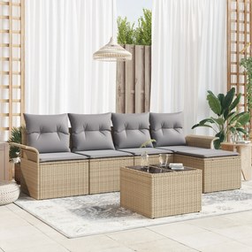 vidaXL Σετ Καναπέ Κήπου 6 Τεμαχίων με Μαξιλάρια Μαύρο Πολυ Ρατάν