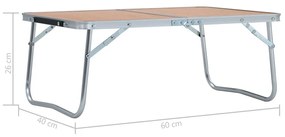 Τραπέζι Κάμπινγκ Πτυσσόμενο Καφέ 60 x 40 εκ. Αλουμινίου - Καφέ