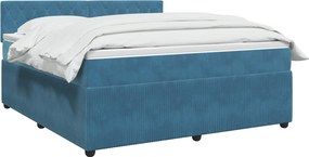vidaXL Κρεβάτι box spring με στρώμα Μπλε 140 x 190 cm Βελούδο